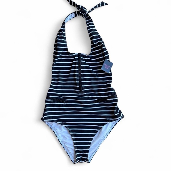Victoria's Secret Other - Victoria's Secret black and white striped one-piece swimsuit zipper front small